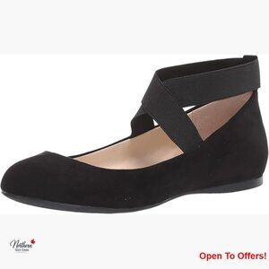 Ballet Flats with Memory Foam Midsole and Elastic Ankle Straps
